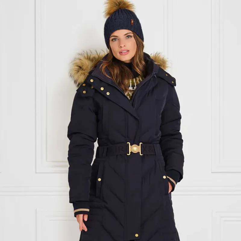 Fairfax and Favor The Charlotte Padded Longline Coat - Navy Blue-3